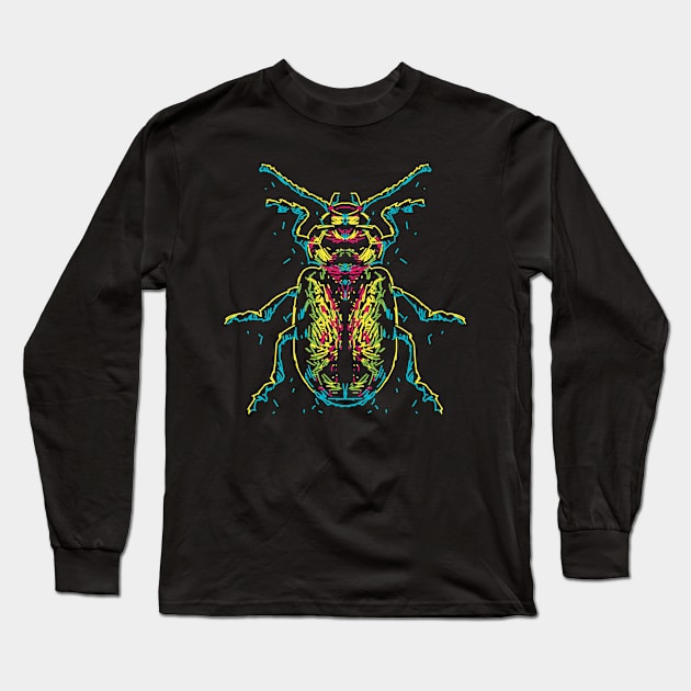 beetle abstract colorful Long Sleeve T-Shirt by Mako Design 